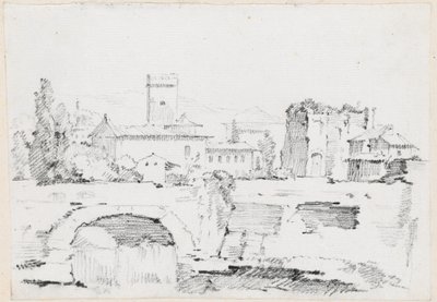 Taş Köprülü ve Şelaleli Bir İtalyan Kasabası by Joseph Marie Vien