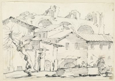 Ötesinde Maxentius Bazilikası ile Forumun Kuzey Tarafındaki Evler by Joseph Marie Vien