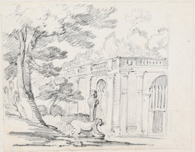 Bir İtalyan Bahçesinde Loggia ve Heykel by Joseph Marie Vien