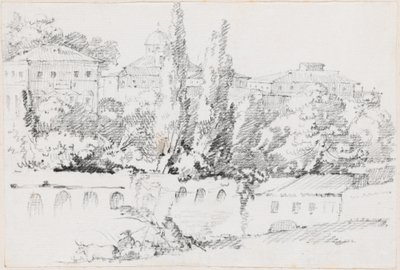 Uzakta Santa Maria del Popolo ile Roma Duvarları by Joseph Marie Vien