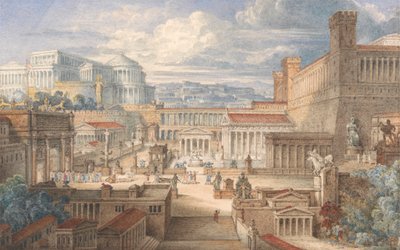 Antik Roma'da Bir Sahne: Titus Andronicus İçin Bir Ayar, I, ii by Joseph Michael Gandy