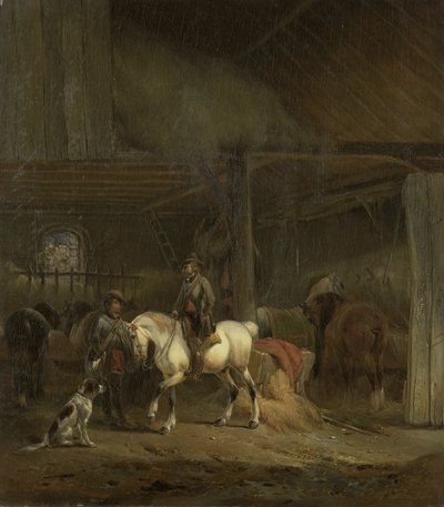 At Ahırı, c.1830-1840 (panel üzerine yağlıboya) by Joseph Moerenhout