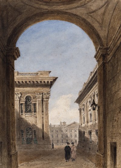 Canterbury Gate ve Christ Church Quad, Oxford, 1833 (kağıt üzerinde wc) by Joseph Murray Ince