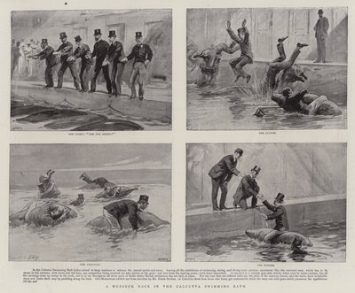 Kalküta Yüzme Banyosunda Mussuck Yarışı by Joseph Nash