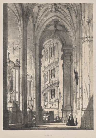 Orta Çağ Mimarisi: St. Gisors Kilisesi, İç Mekan by Joseph Nash