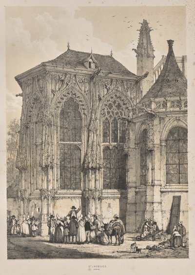 Orta Çağ Mimarisi: St. Jacques, Dieppe, Doğu Yakası, Dış Mekan by Joseph Nash