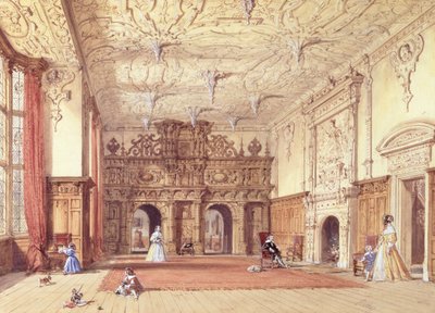 Crewe Hall, Cheshire (tuvalet ve guaj boya) by Joseph Nash