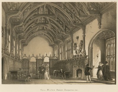 Salon, Milton Manastırı, Dorsetshire by Joseph Nash