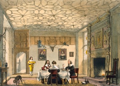 Ortaçağ aile yemeği, Wakehurst Place, Surrey, c1600. by Joseph Nash