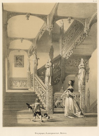 Staircase, Aldermaston, Berks  by Joseph Nash
