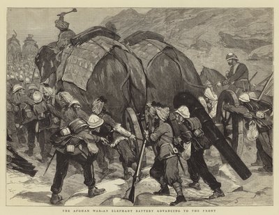 Afgan Savaşı, Cepheye İlerleyen Bir Fil Bataryası by Joseph Nash