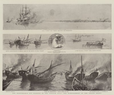 Basra Körfezi'nde Bahreyn Açıklarında Kargaşa, Korsan Gemilerinin Bombardımanı by Joseph Nash