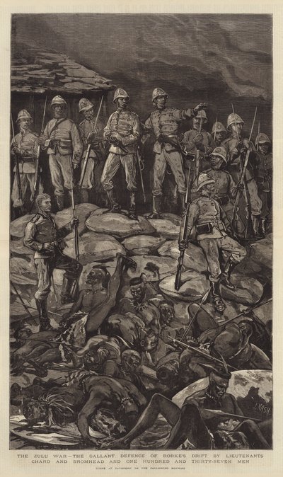 Zulu Savaşı, Teğmenler Chard ve Bromhead ve Yüz Otuz Yedi Adam tarafından Rorke's Drift'in Cesur Savunması by Joseph Nash
