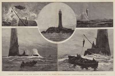 Trinity House ve Çalışmaları, Güney Sahilindeki Bazı Tanınmış Deniz Fenerlerine Bir Ziyaret by Joseph Nash