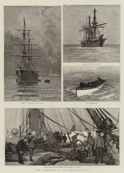 Denizde Bir Zırhlının Savaş Manevraları by Joseph Nash