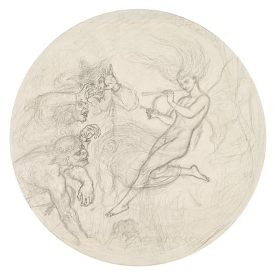 Ada gürültülerle dolu: Ariel tarafından yönetilen Stephano ve Trinculo (kalem) by Joseph Noel Paton