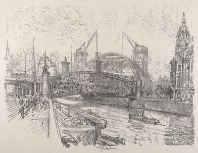 Friedrichstrasse İstasyonunun İnşası, 1921. by Joseph Pennell