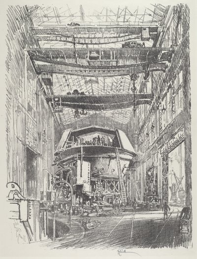 Büyük Kulenin İnşası, 1916. by Joseph Pennell