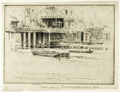 Cannon Street İstasyonu, nehirden by Joseph Pennell