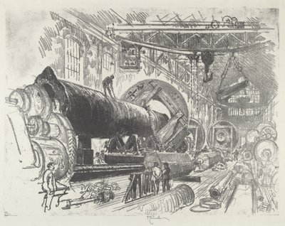 Büyük Silahı Kesmek ve Çevirmek, 1916. by Joseph Pennell