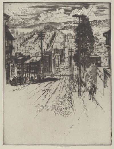 Aşağı ve Yukarı Tepelerden Körfeze, San Francisco by Joseph Pennell