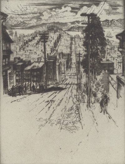 Down and Up the Hills to the Bay, San Francisco, 1912. by Joseph Pennell