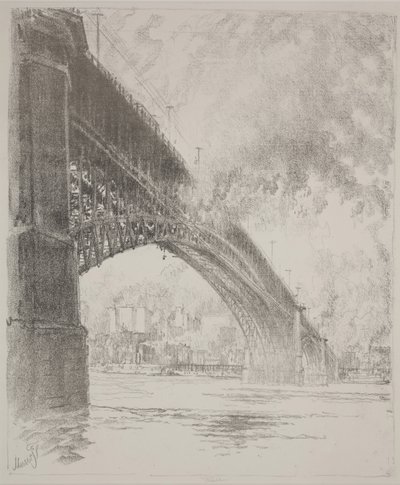 Doğu Köprüsü, St Louis by Joseph Pennell