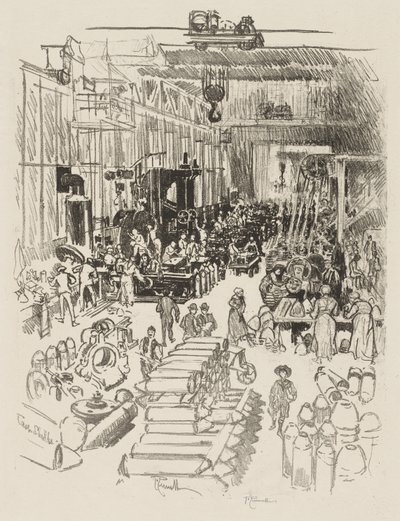 İngiliz Savaş Çalışması: Mermileri Bitirmek by Joseph Pennell