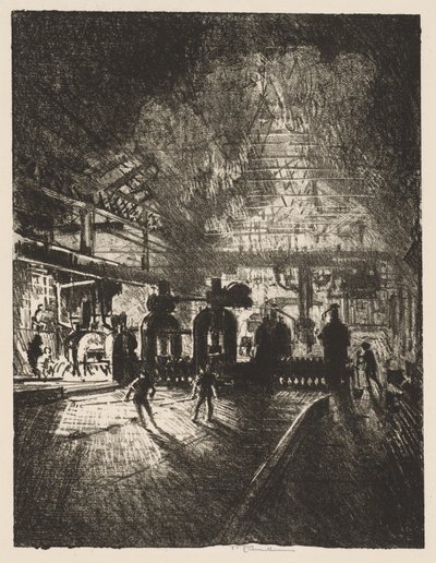 İngiliz Savaş Çalışması: Ölümün Çenesinde, Mermiler için Rolling Bars by Joseph Pennell