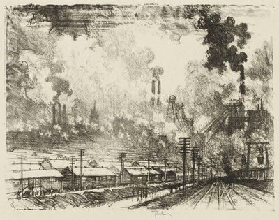 İngiliz Savaş Çalışması: Kömür Madenleri by Joseph Pennell