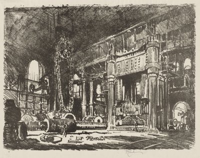 İngiliz Savaş Çalışması: Gun Forge by Joseph Pennell