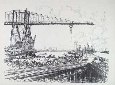 Fransız Kanalı ve Amerikan Vinçleri, 1912. by Joseph Pennell