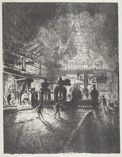 In the Jaws of Death, Rolling Bars for Shells, 1916. by Joseph Pennell
