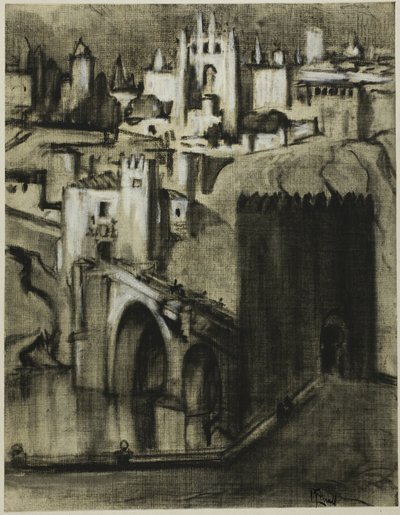 Yamacın Etrafında Teraslanmış Sarayların Şeritleri, Toledo by Joseph Pennell