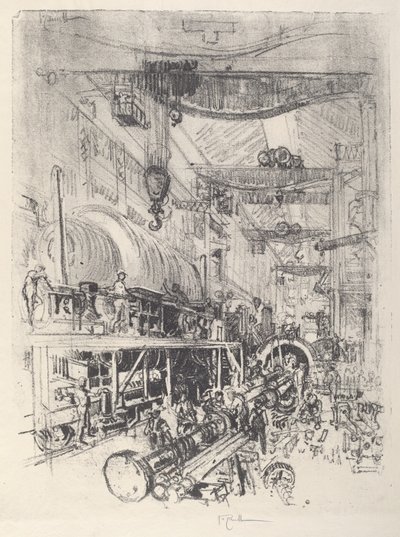 Türbin Motoru Yapmak, 1917. by Joseph Pennell