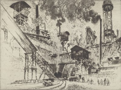 Madenin Ağzı, Oberhausen yakınlarındaki Ruhrort, 1910. by Joseph Pennell