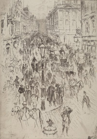 Yeni Oxford Caddesi, Londra, 1893. by Joseph Pennell