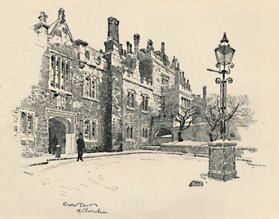 Eski Charterhouse: Masters Court, 1886 by Joseph Pennell