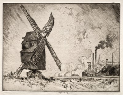 Eski ve Yeni Değirmenler, Valenciennes, Fransa by Joseph Pennell