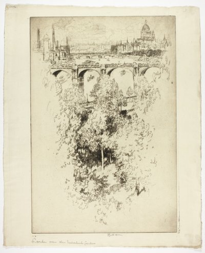 Waterloo Köprüsü, Kilise ve İş Üzerinden by Joseph Pennell