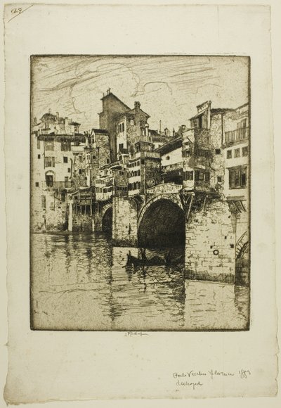 Ponte Vecchio, Floransa by Joseph Pennell