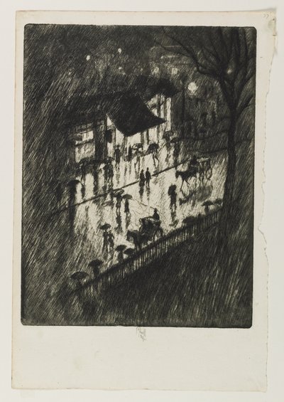 Yağmurlu Gece, Charing Cross Mağazaları, 1903 by Joseph Pennell