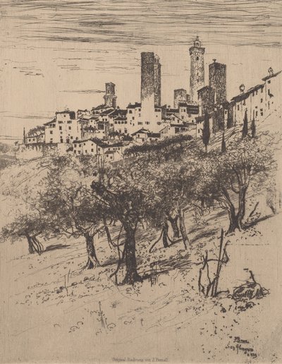 San Gimignano, 1883. by Joseph Pennell