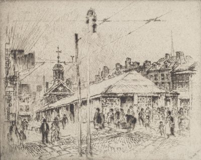 İkinci Sokak Pazarı, Philadelphia, 1920. by Joseph Pennell
