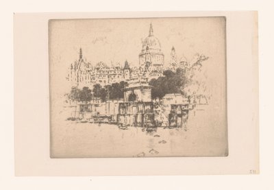 St Paul nehirden görüldü Aziz Paul Tapınağı Merdivenleri üzerinde (nesnedeki başlık) by Joseph Pennell