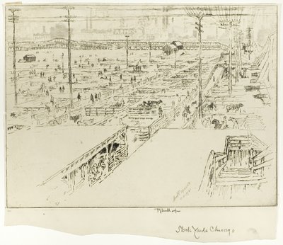 Stok Yarda, Chicago by Joseph Pennell