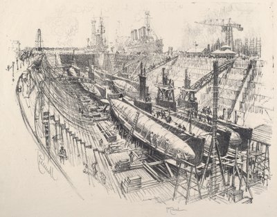 Kuru Havuzdaki Denizaltılar by Joseph Pennell