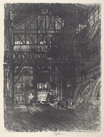 Zırh Plaka Presi, 1917. by Joseph Pennell