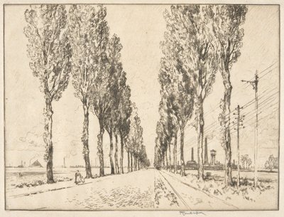 Valenciennes yakınlarındaki cadde by Joseph Pennell
