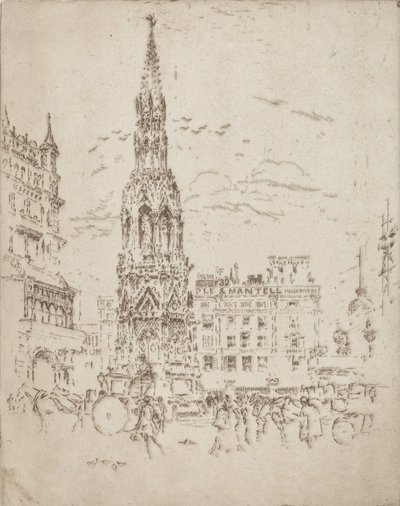 Elinor Cross, Charing Cross Tren İstasyonu Önü, 1906. by Joseph Pennell
